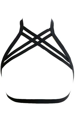 Black Chest Harness Top for Women - Stylish Strappy Design