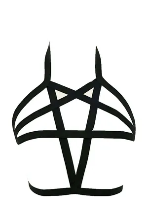 Black Chest Harness Top - Strappy Geometric Body Lingerie