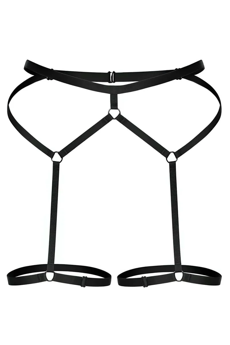 Black Strappy Body Harness Front
