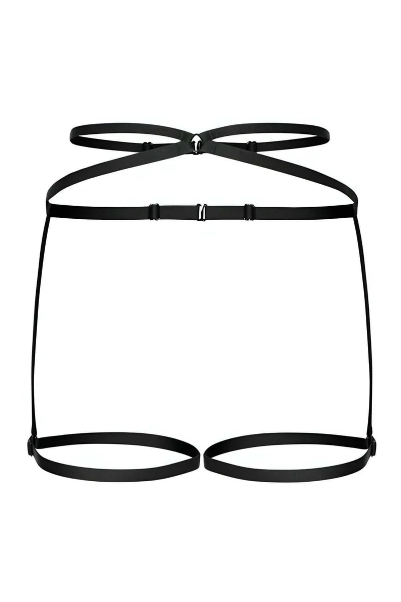 Strappy garter harness black with adjustable