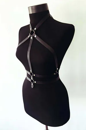 Faux Leather Chest Harness - Adjustable Body Straps