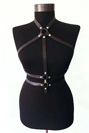 Faux Leather Chest Harness - Adjustable Body Straps