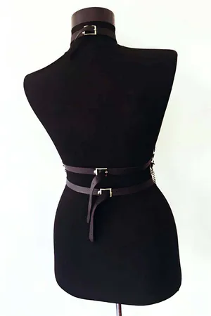 Faux Leather Chest Harness - Adjustable Body Straps
