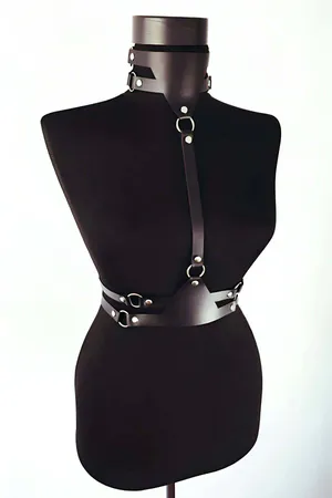 Leather Harness Body Accessory - Adjustable Faux Leather Design