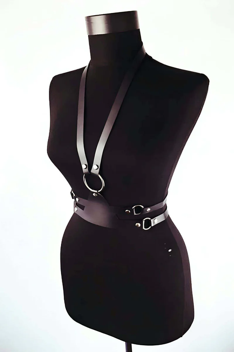 Faux Leather Chest Harness – Adjustable O-Ring Body Strap