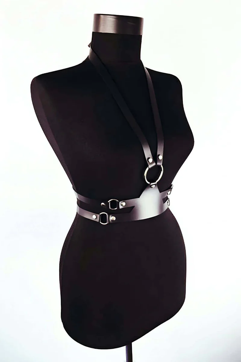 Faux Leather Chest Harness – Adjustable O-Ring Body Strap