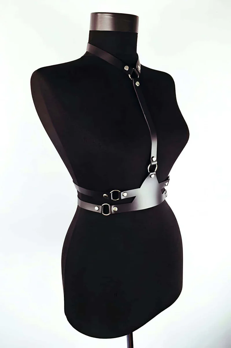 Faux Leather Chest Harness – Adjustable Body Strap Waist Belt