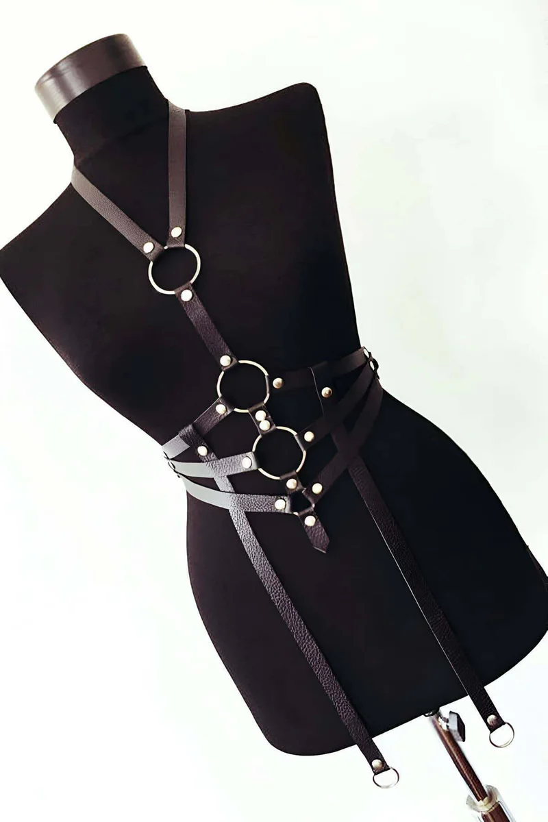 Adjustable Faux Leather Body Harness for Women - Edgy Style