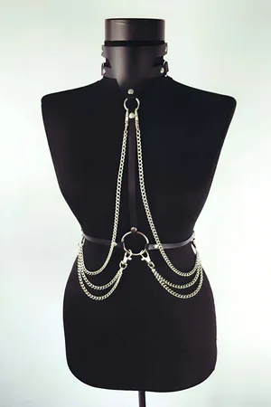 Body Harness Chain Faux Leather Adjustable Goth Accessory