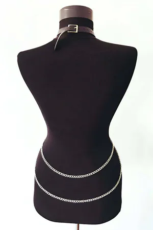 Chest Harness with Chains - Faux Leather Body Accessory