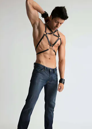 Men's Chest Harness | Adjustable Faux Leather Body Wear