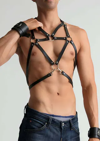 Men's Chest Harness | Adjustable Faux Leather Body Wear