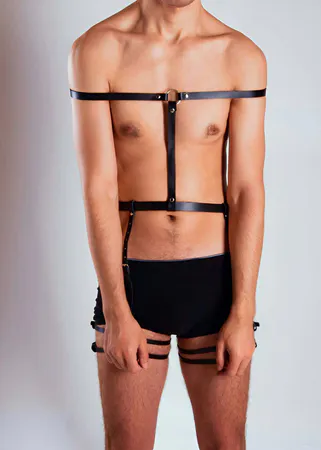 Mens Leather Body Harness with Thigh Straps – Full Body Design