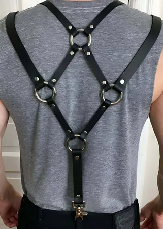 Mens Harness Adjustable Faux Leather Body Chest Straps