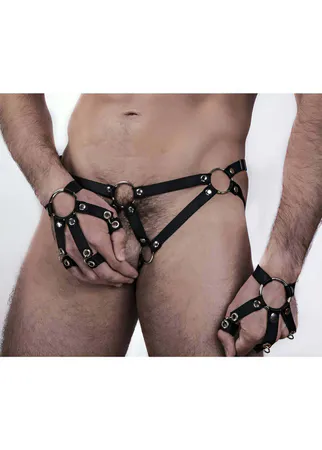 Men's Striking Elastic Harness Briefs