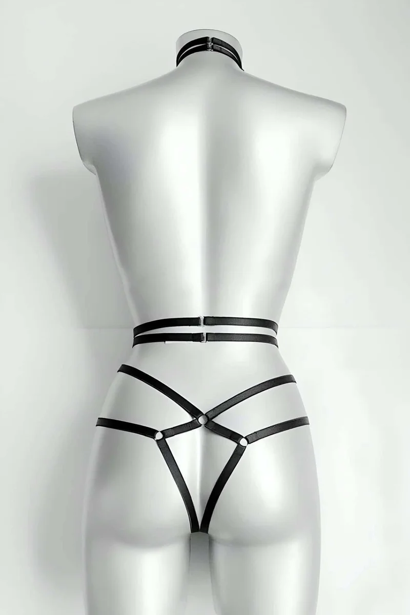 Full Body Harness Lingerie - Adjustable Open Crotch Design