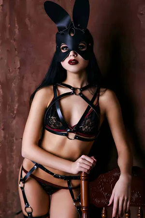 Sexy Harness Set Lingerie - Faux Leather & Garter Straps