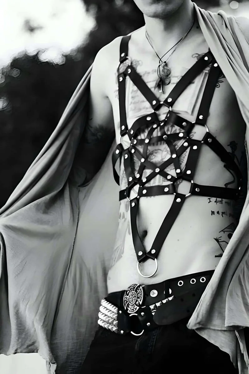 Mens Leather Harness Chest Straps – Edgy Punk Gothic Bodywear