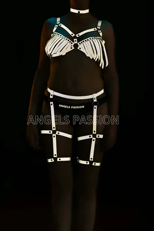 Reflective Harness Set Bra & Garter - Festival Rave Outfit