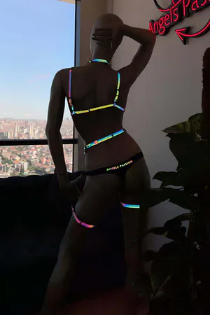 Reflective Underwear Fantasy Harness Garter Set