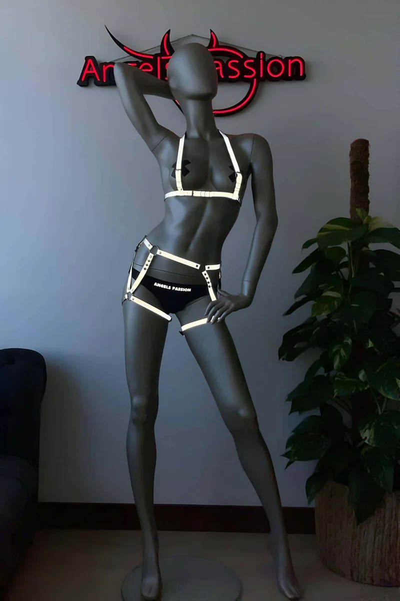 Reflective Harness Set - Luminous Bra Top & Hip Garters