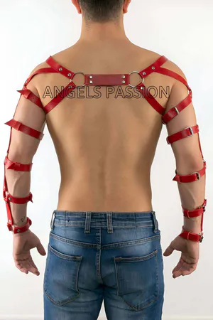 Men's Leather Arm Harness, Men's Double Arm Harness, Men's Dancer Costume - APFTM5