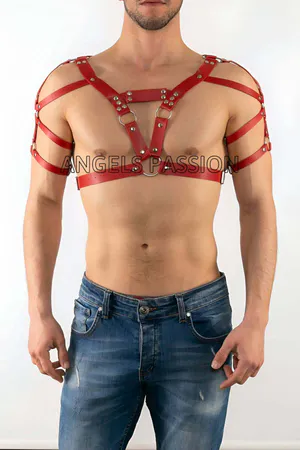 Leather Men's Chest, Shoulder Harness, Men's Dancer Clothing - APFTM6