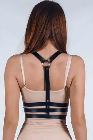 Women's Underwear - Women's Fantasy Clothing Models - Leather Neck Belly Harness - APFT583