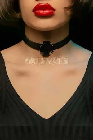 Leather Choker, Leather Necklace Collar - APFT589