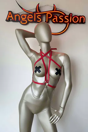 Leather Accessory on T-shirt, Stylish Leather Harness on Shirt - APFT52