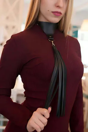 Tasseled Stylish Leather Choker Collar Neck Accessory - APFT659