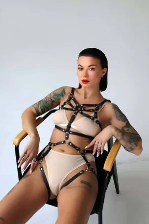 Fancy Leather Underwear And Handcuff Set - APFT724