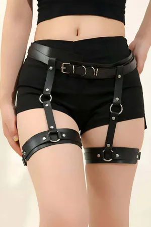 Black Leather Garter Harness - APFT804