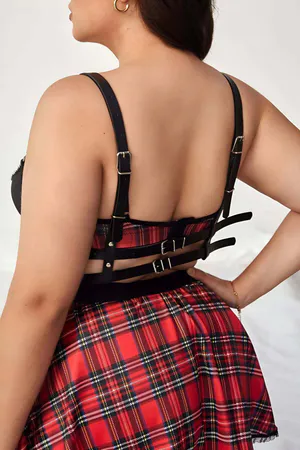 Chain Detailed Leather Chest Harness - APFT808