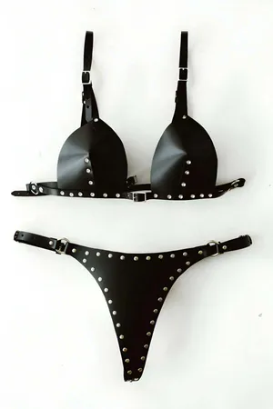 Sexy Leather Chest And Panties Harness - APFT849