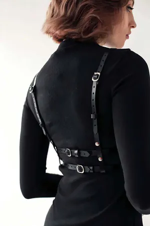 Leather Harness Bustier, Stylish Leather Corset - APFT872