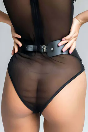 Chain Leather Belt, Stylish Waist Belt, Dress Belt with Chain Detail - APFT988