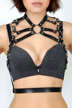 Stylish Leather Harness on Chest - APFT989