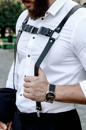 Leather Men's Back Belt, Men's Harness, Men's Shirt Belt - APFTM130