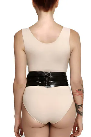 Stylish Leather Corset with Rivet Detail, Sexy Corset Harness - APFT905