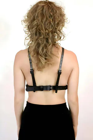 Stylish Leather Chest Belt And Spiked Collar - APFT1299