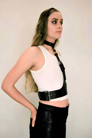 Neck Link Corset Belt Harness, Women's Leather Waist Belt - APFT1297