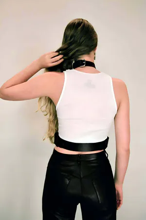 Neck Link Corset Belt Harness, Women's Leather Waist Belt - APFT1297