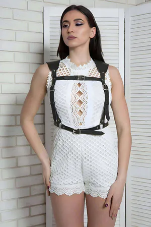 Adjustable Body Belt Harness with Cross Chest Detail on the Back - APFT1269