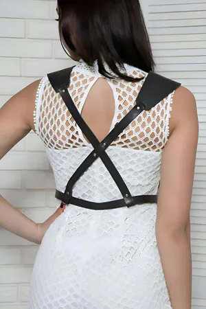 Adjustable Body Belt Harness with Cross Chest Detail on the Back - APFT1269