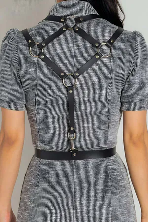 Sexy Leather Waist Belt Harness with Triangle Detail on the Back - APFT1181