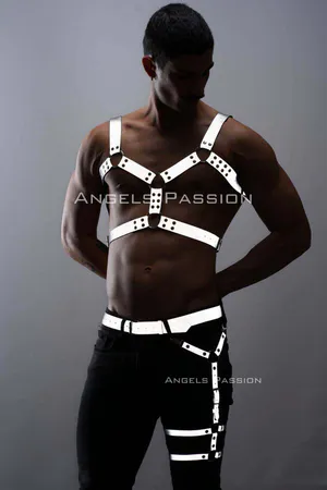 Reflective - Reflective in the Dark Men's Chest and Leg Harness Set - APFTM199