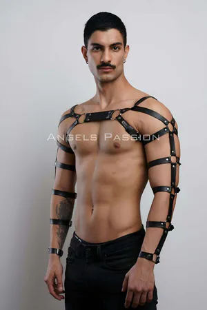 Men's Leather Arm and Chest Harness, Leather Fancy Wear - APFTM166