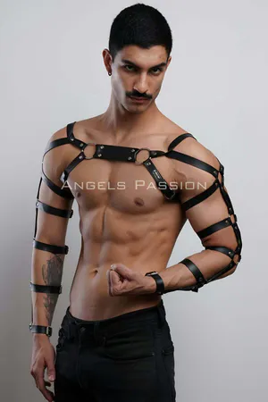 Men's Leather Arm and Chest Harness, Leather Fancy Wear - APFTM166
