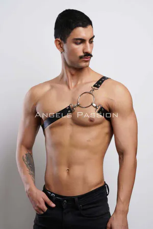 One Shoulder Men's Harness, Fancy Men's Outerwear - APFTM177